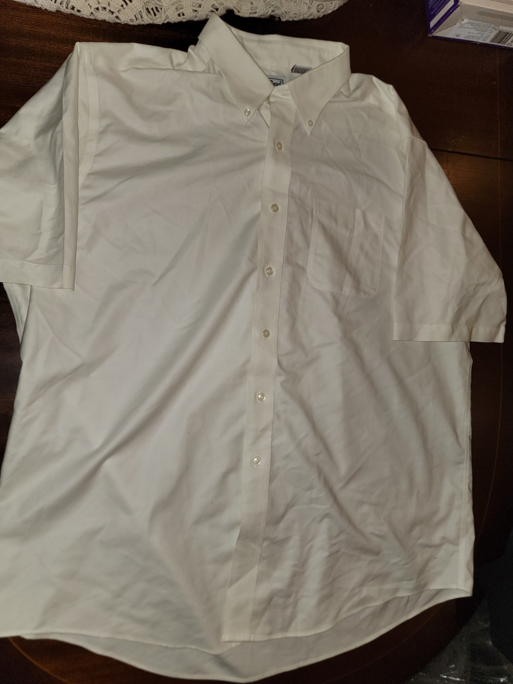 L.L. Bean Men's White Short-Sleeve Button-Down Shirt